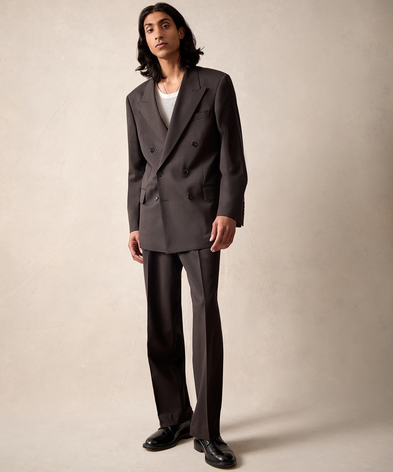 Italian Gabardine Wythe Suit in Dark Brown