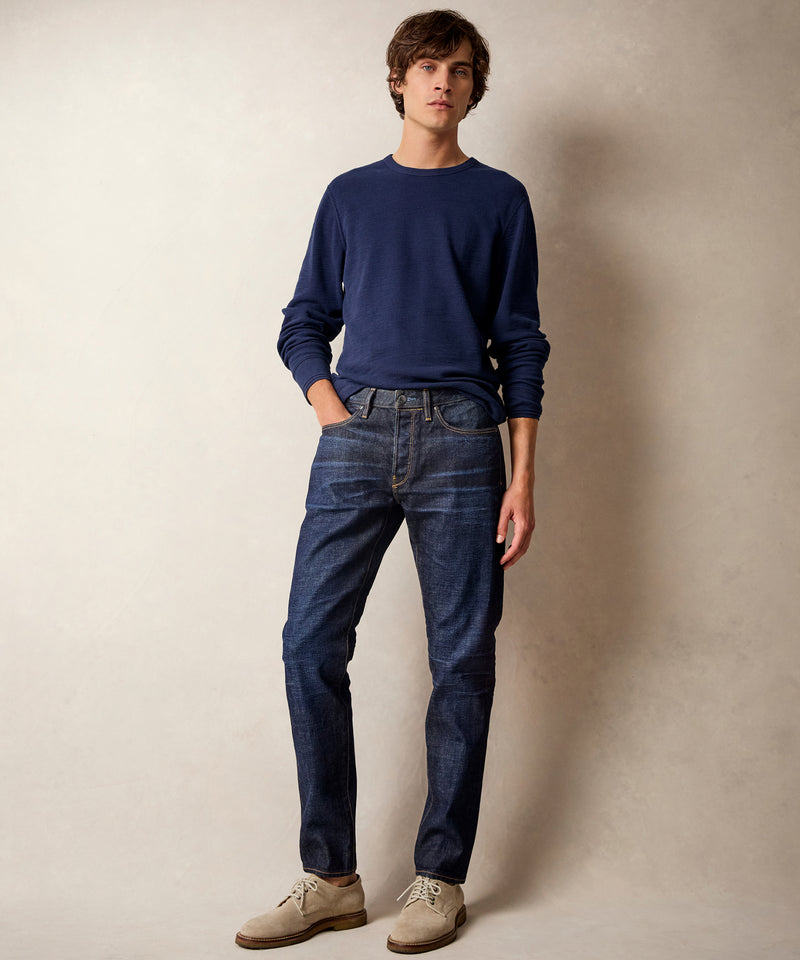 Slim Japanese Selvedge Stretch Jean in Dark Indigo