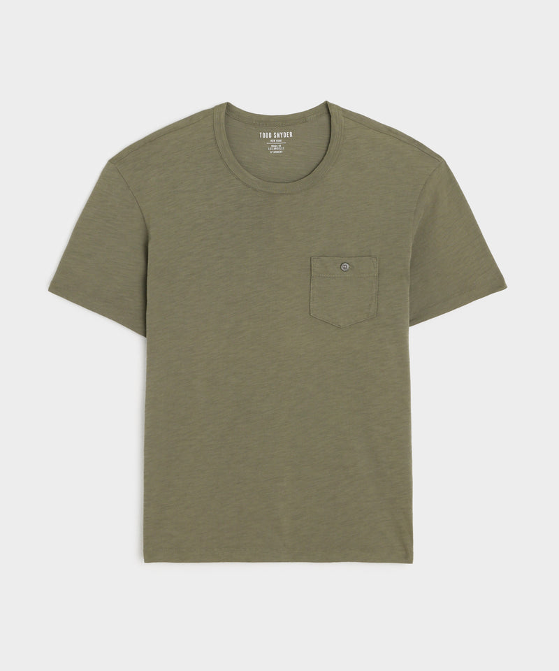 Made in L.A. Homespun Slub Pocket Tee in Olive