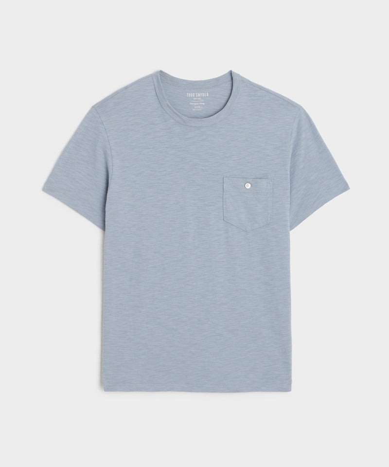 Made in L.A. Homespun Slub Pocket Tee in Steel Blue