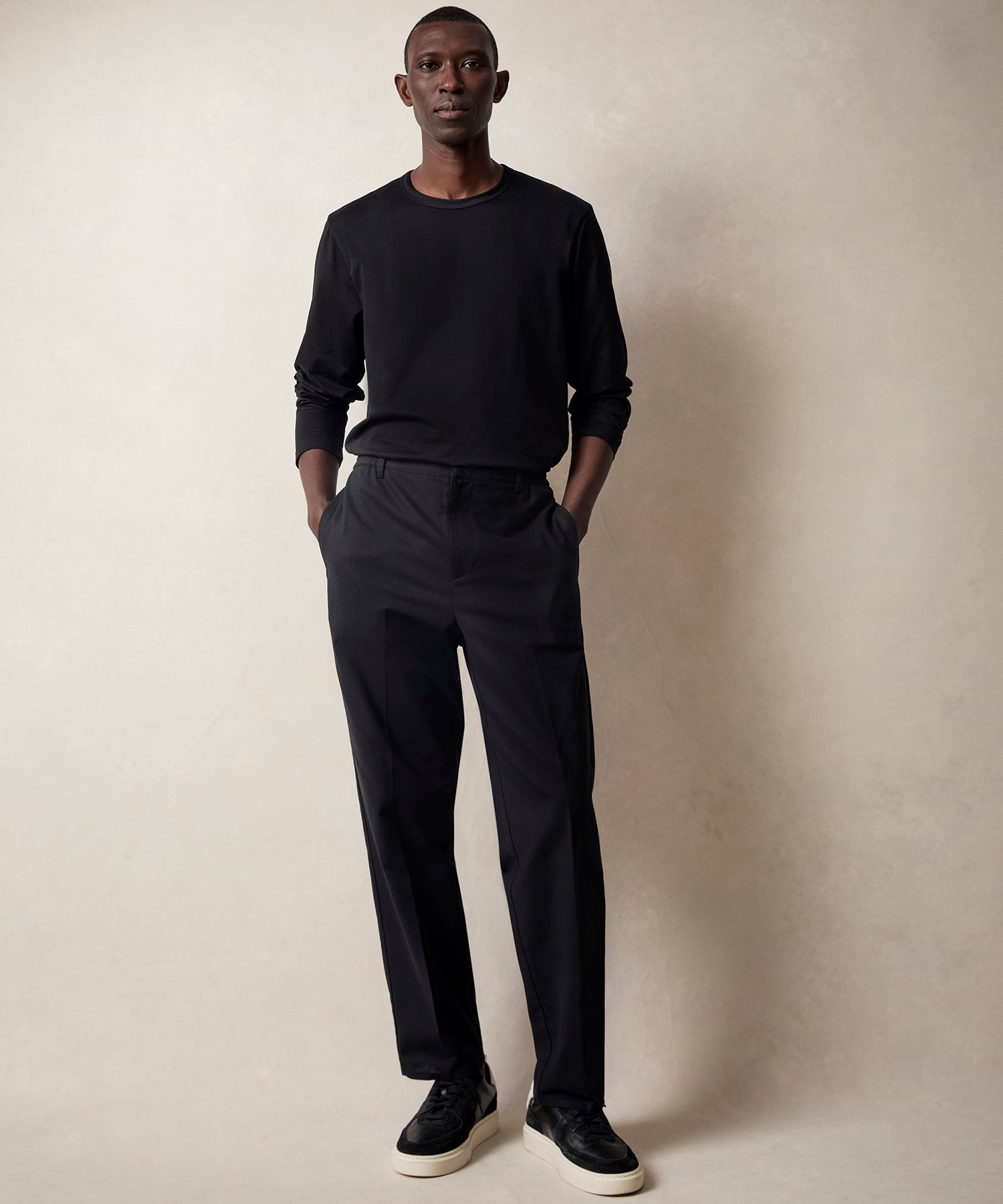 Italian Cotton Gramercy Trouser in Black