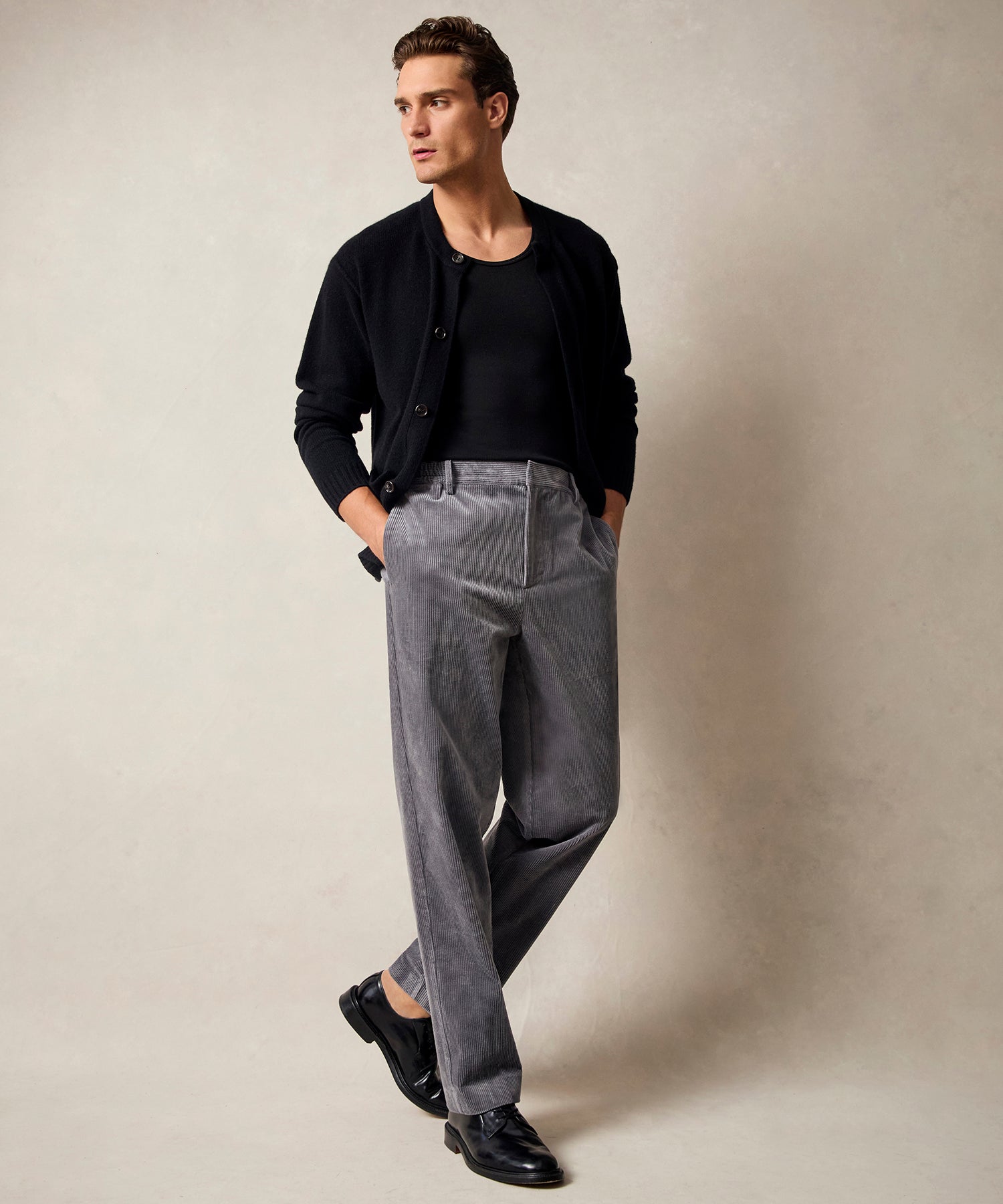 Wide Wale Corduroy Gramercy Trouser in Graystone