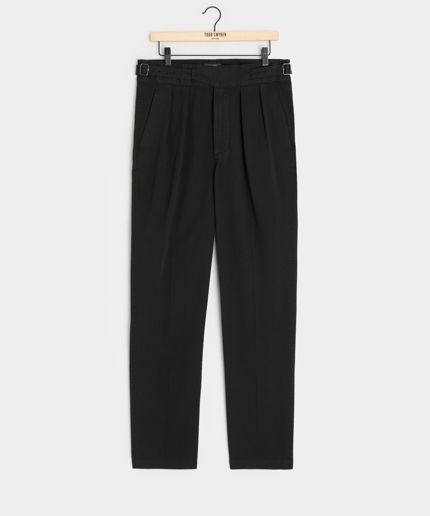 Italian Garment Dyed Cotton Gurkha Trouser in Black