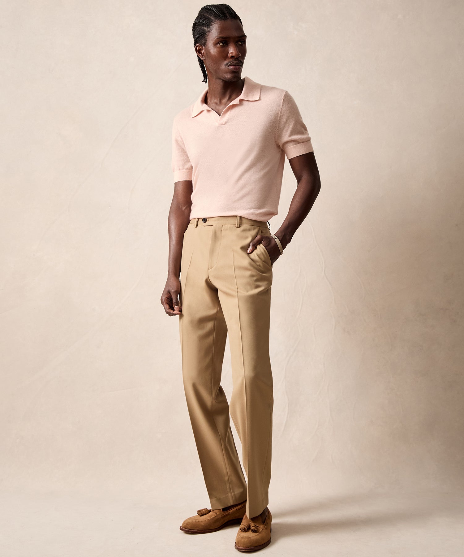 Italian Gabardine Sutton Trouser in Khaki