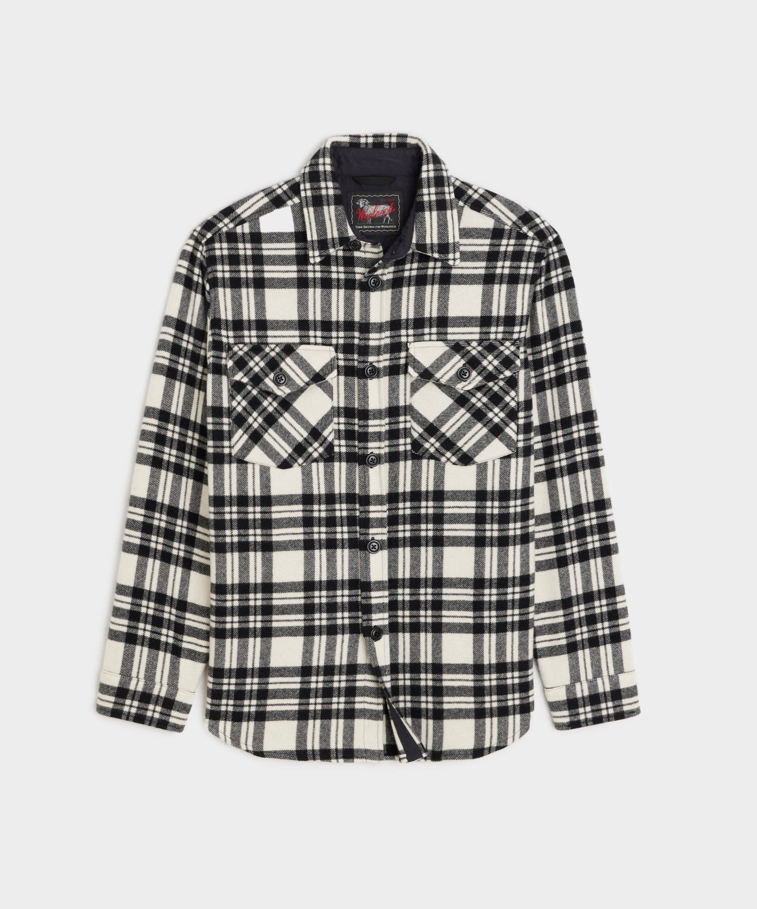 Todd Snyder X Woolrich Cashmere Shirt Jacket in Black Plaid