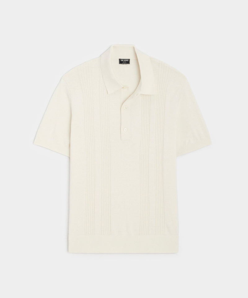 Silk Cotton Ribbed Polo in Bisque