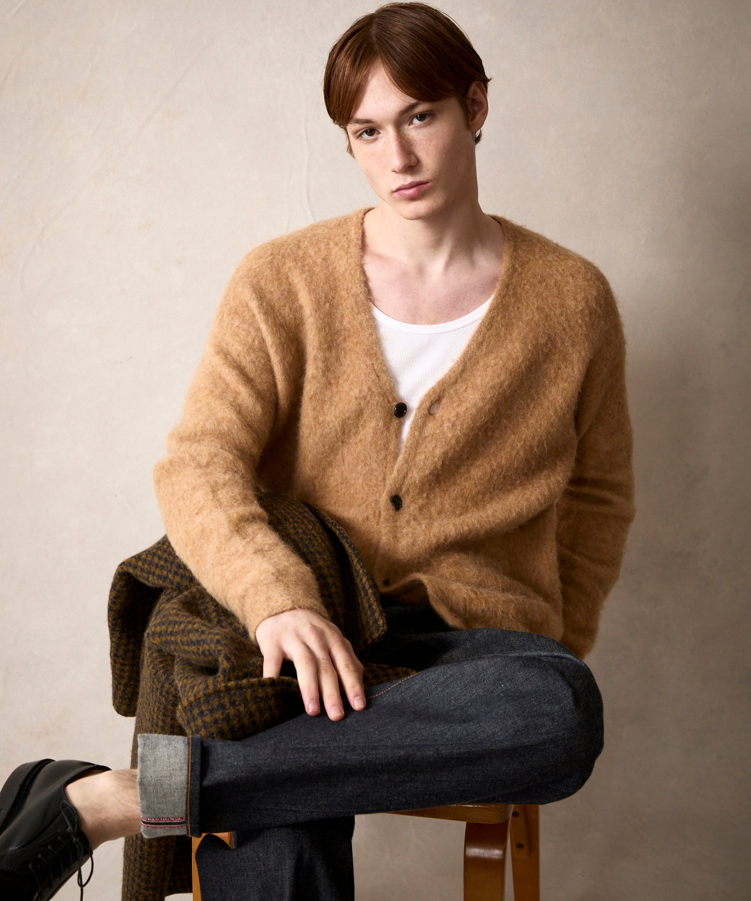 Brushed Alpaca Cardigan in Saddle Brown