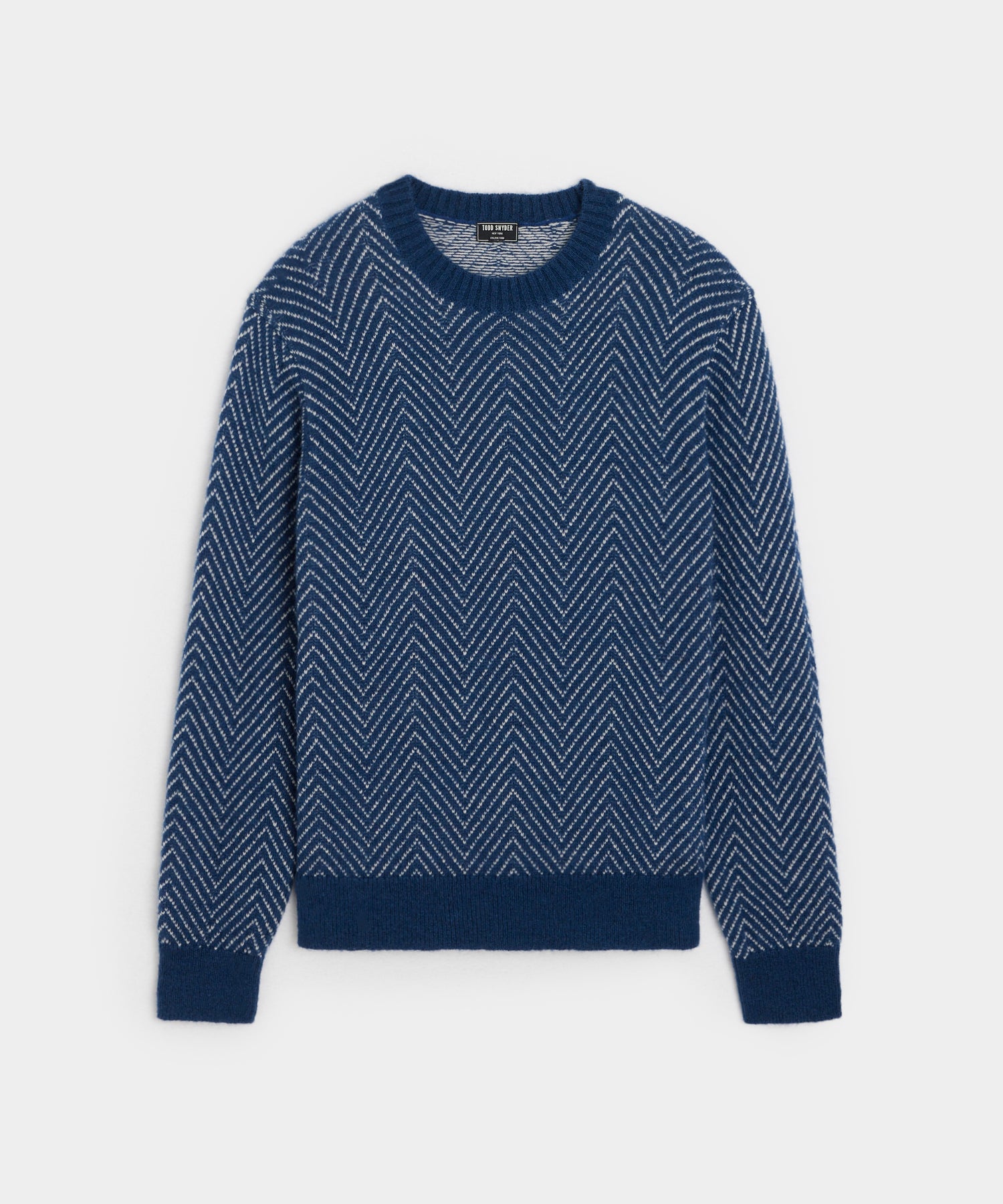 Chevron Mohair Crewneck Sweater in Navy