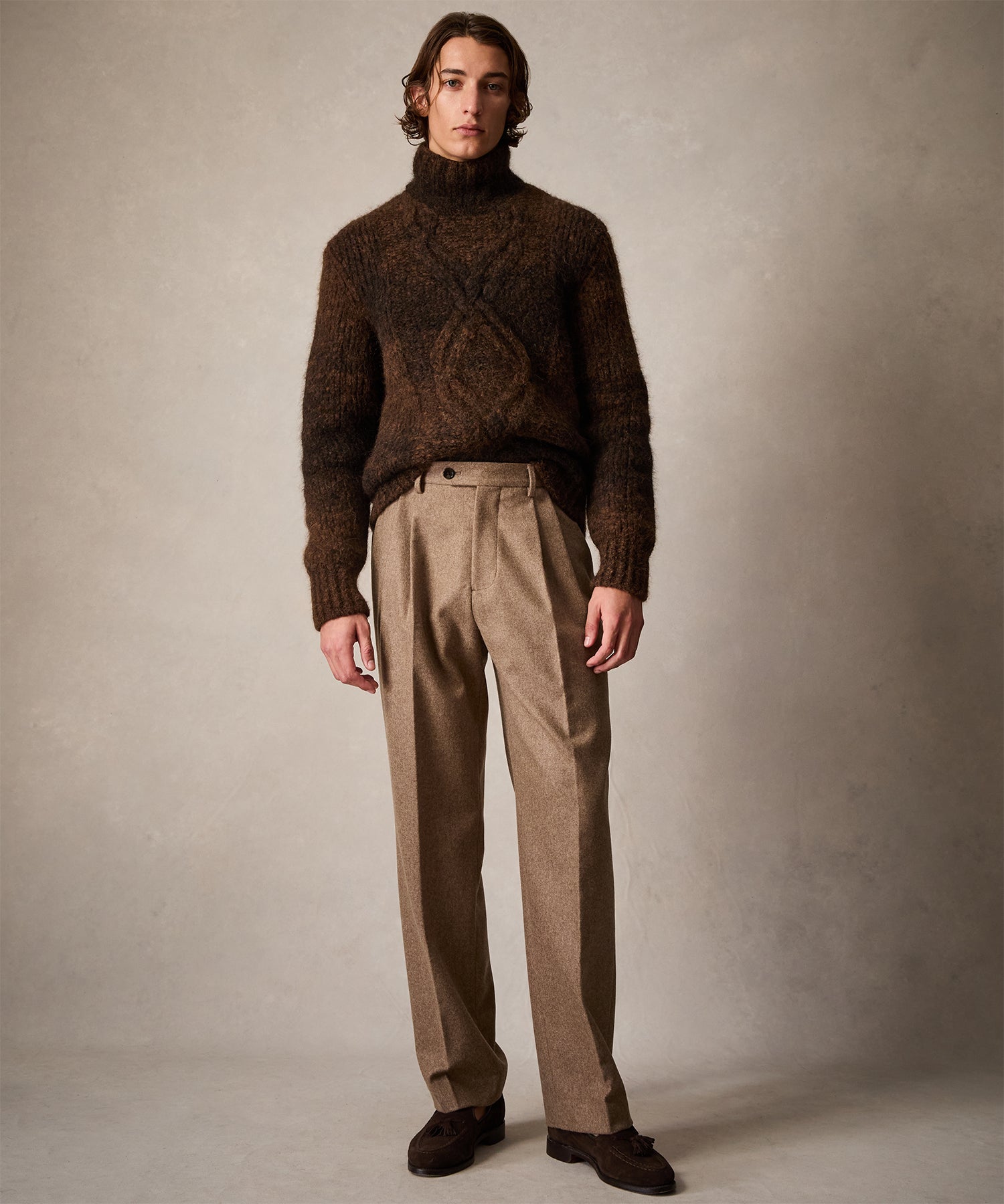 Italian Flannel Wythe Trouser in Chestnut