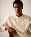 Wool Cable Crewneck Sweater in Bisque