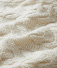 Wool Cable Crewneck Sweater in Bisque