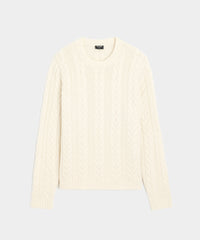 Wool Cable Crewneck Sweater in Bisque